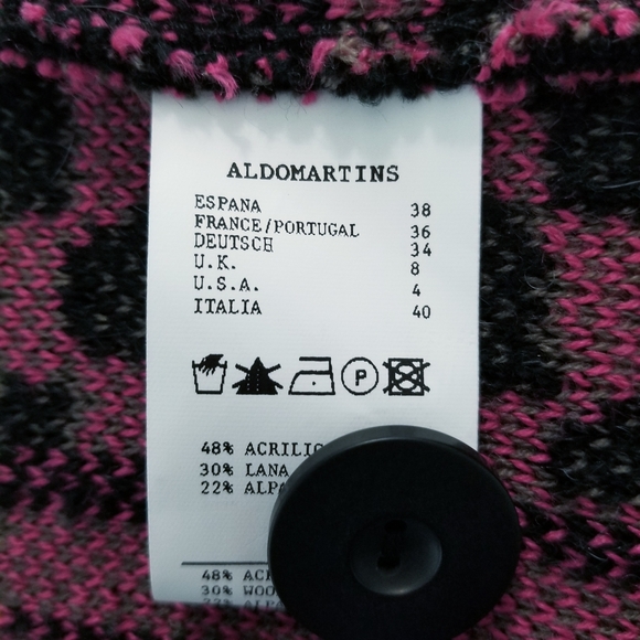 Anthro Aldomartins Wool Alpaca Mixed Design Long Cardigan Sweater Coat US 4 - Picture 7 of 8